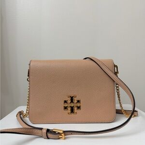 Tory Burch Beige Crossbody Bag with Gold Accents
